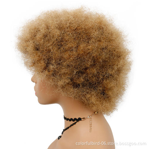 Brazilian glueless T1B/27 kinky afro short curly  top quality  short afro curly wig human hair wigs Mechanism wig